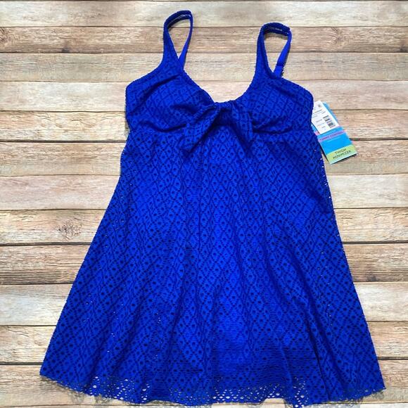 Swim Solutions Bow Front Swim Dress NWT - Picture 1 of 4